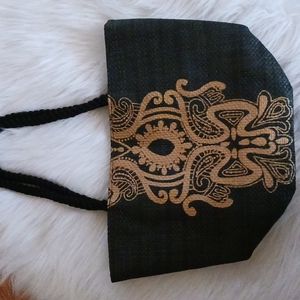 Laura Geller NY Black Straw Tote